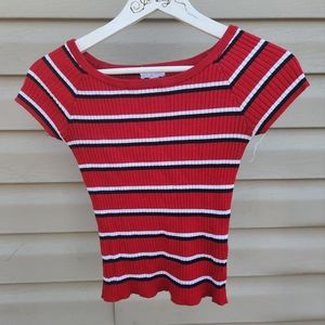 L.A. Hearts red, white, and black striped shirt / top / blouse